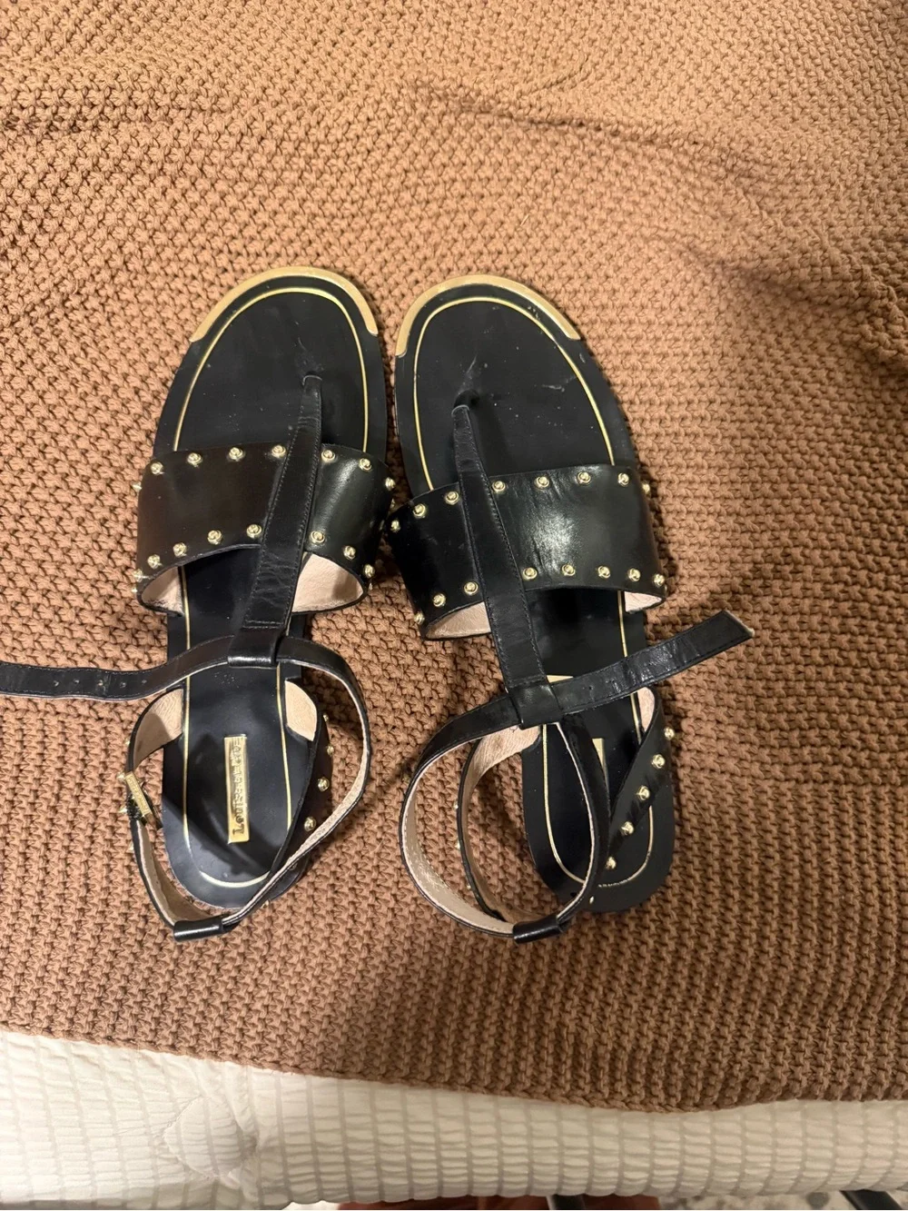 Black Studded Women's Ankle-Strap Sandals